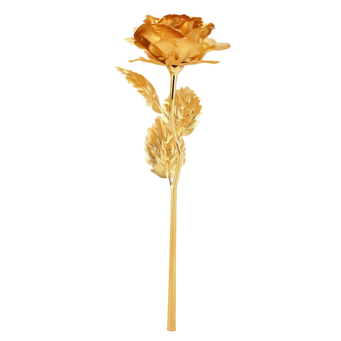 Gold plated artificial golden rose by Wukusy in an elegant premium box, perfect for decorative display or gifting.