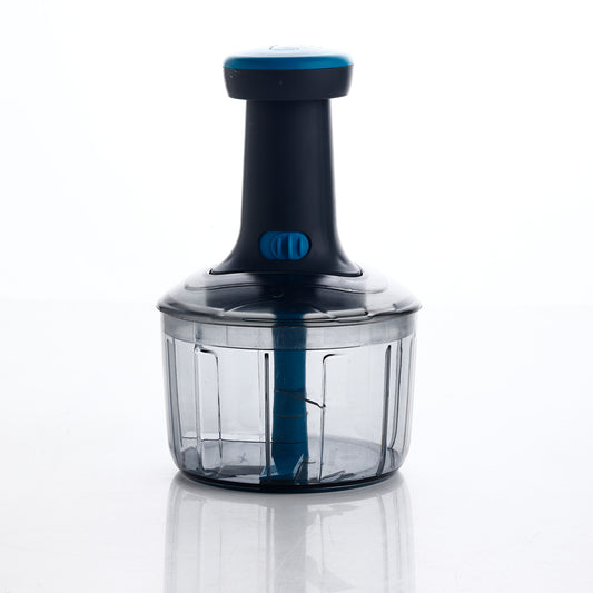 Wukusy 8140 Ganesh Bingo Lock-unlock Push Chopper in 725ml with Ganesh design, shown with blades and lid in use