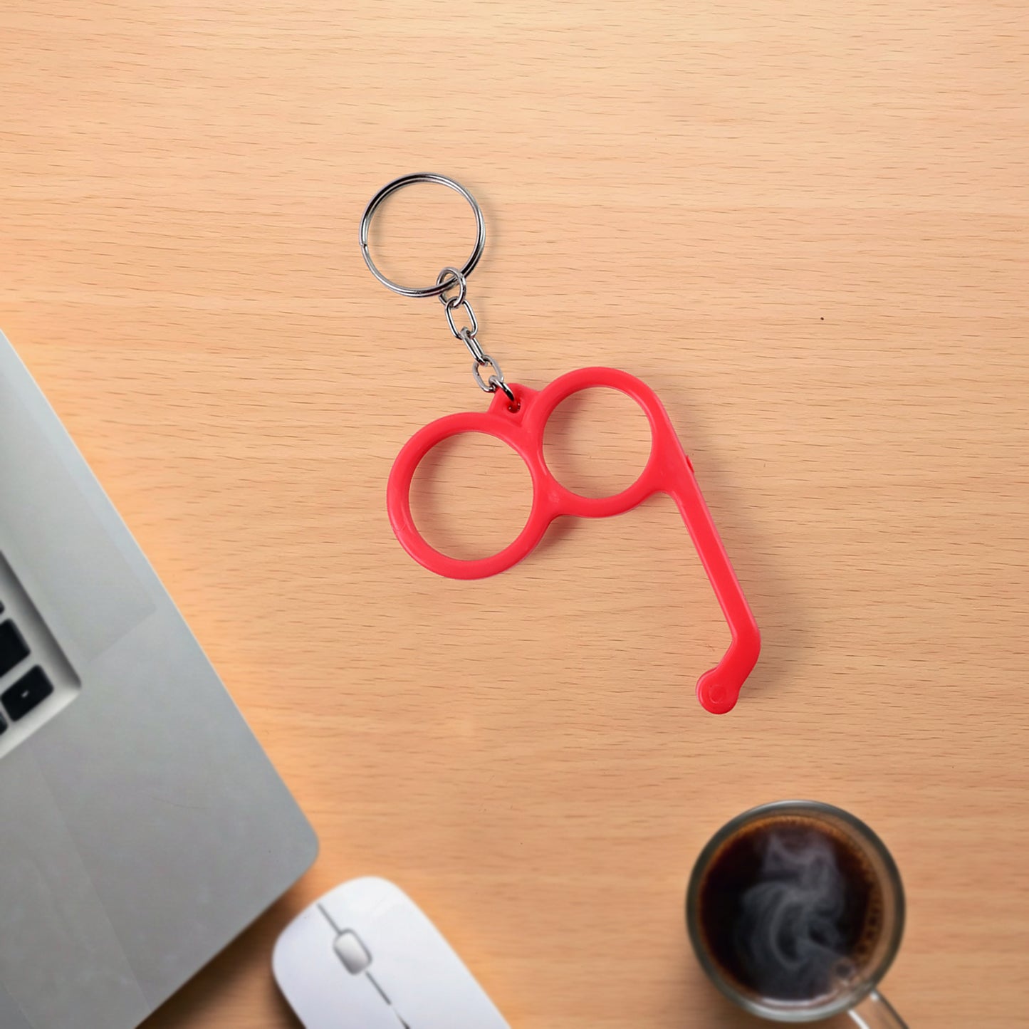 Wukusy 2-in-1 plastic dual-finger mobile stand and keyring in mixed colors, compact mobile accessory for hands-free use and keys.