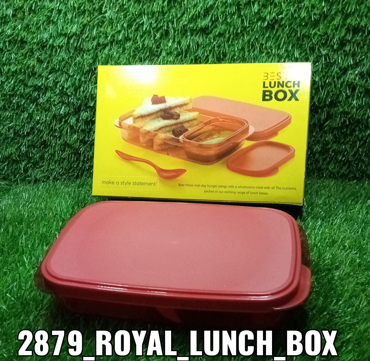 Wukusy 2879 Seal Rectangular Lunch Box with two containers for storing meals, featuring secure sealing and durable plastic construction.