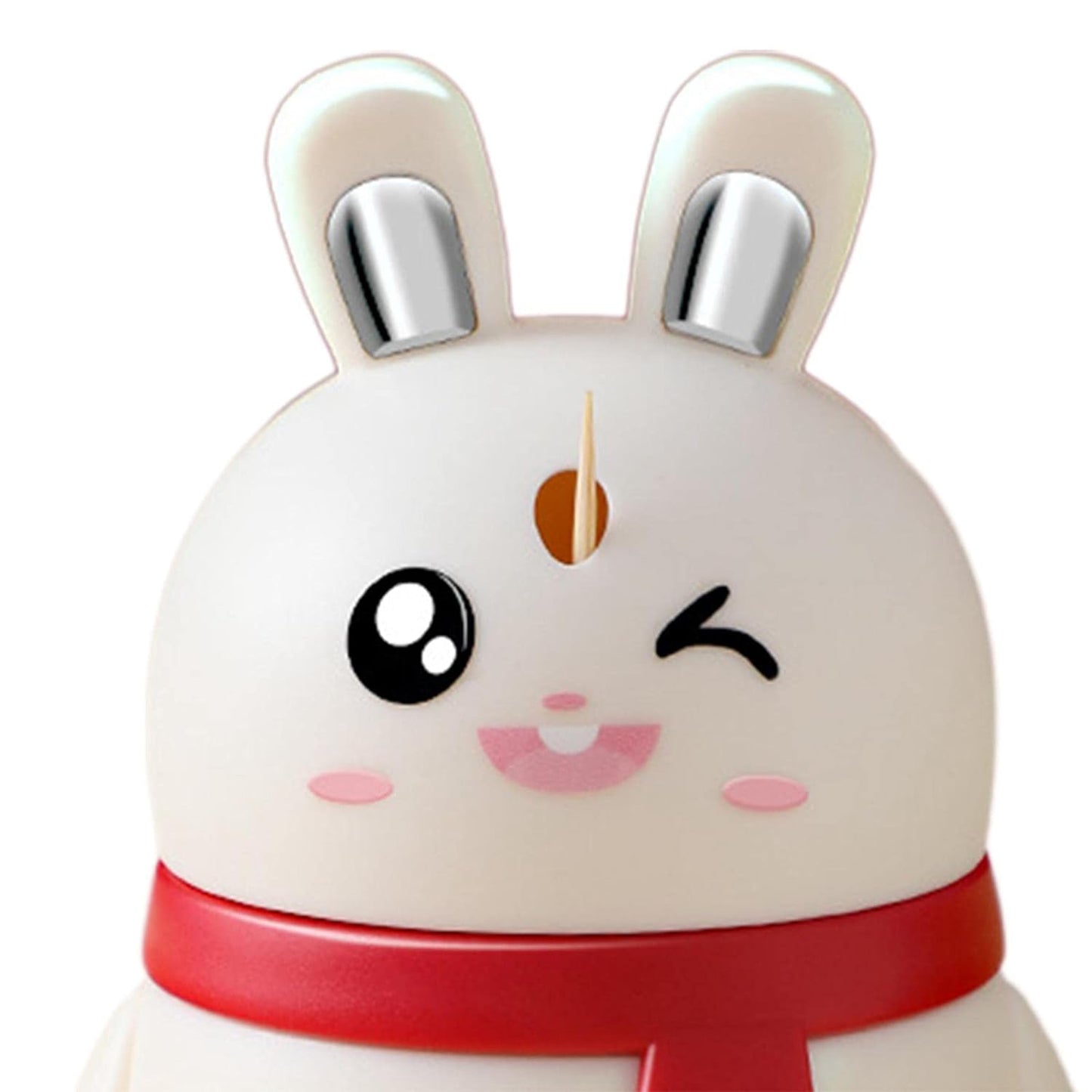 Red rabbit-shaped toothpick dispenser by Wukusy, small size, durable, ideal for kitchen, dining, or home decor.