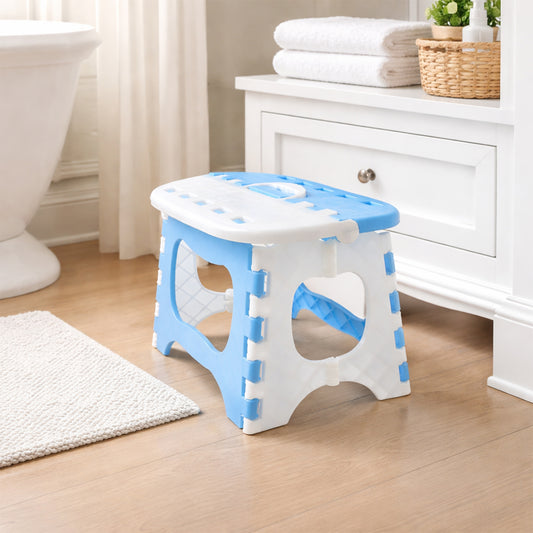 Foldable Wukusy multipurpose step stool with non-slip surface, compact design, and sturdy structure for versatile use.
