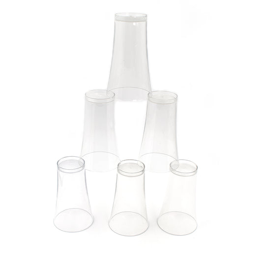 Set of six transparent Wukusy drinking glasses for juice and water, featuring a clear, durable design.