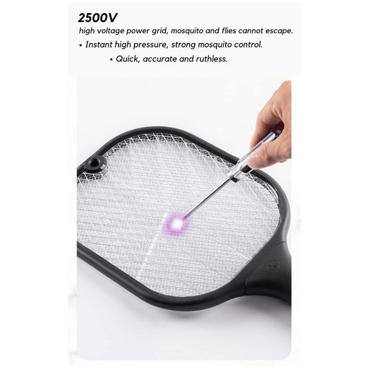 Wukusy 1747 mosquito killer racket with UV light, rechargeable electric fly swatter, USB charging base, for indoor insect control