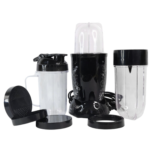 Wukusy Orbit Bullet Mixer Grinder with 400W motor and three stainless steel jars, ideal for home kitchen blending tasks.