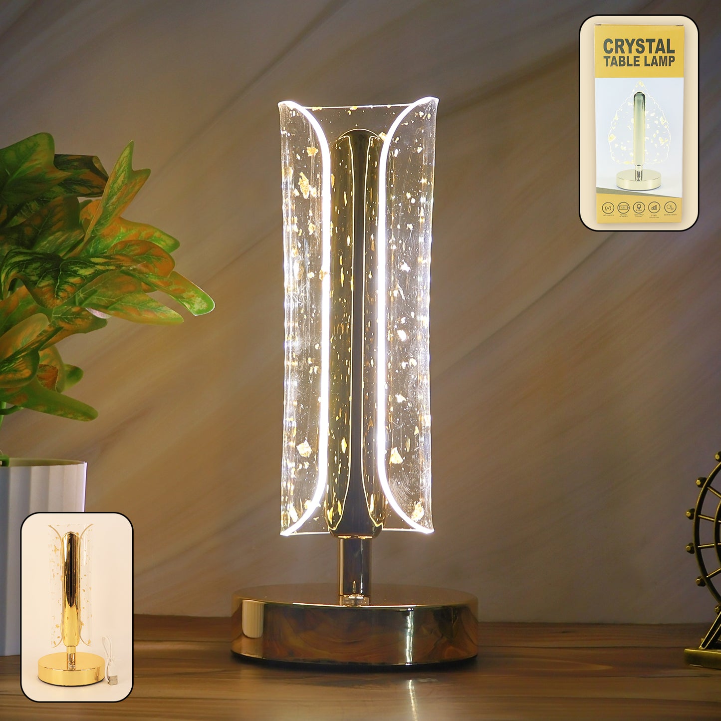 Wukusy crystal table lamp with a sleek base and shimmering crystal accents, ideal for modern home decor.