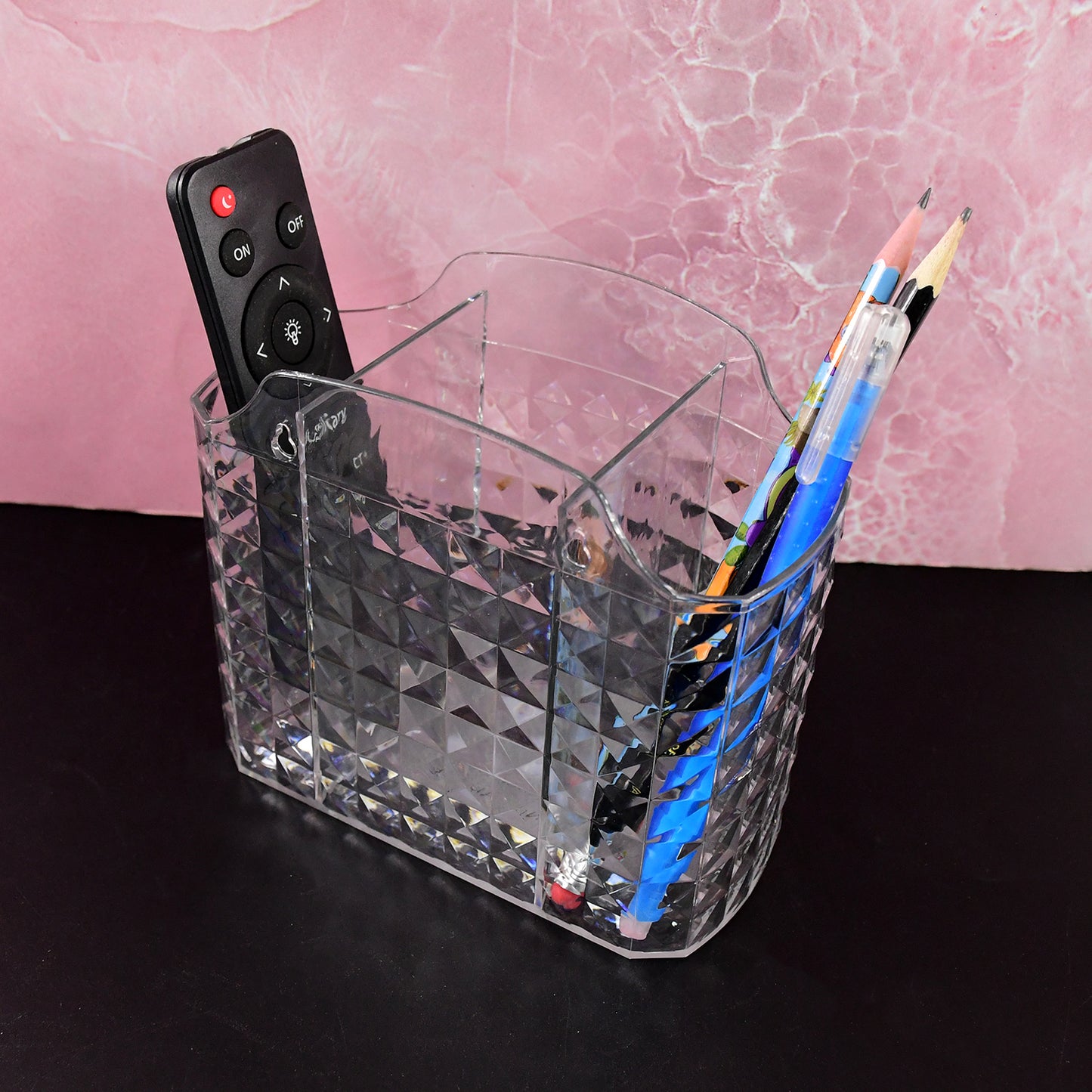 Wukusy Apex Crysta multipurpose office organizer holder with clear compartments for stationery and supplies.