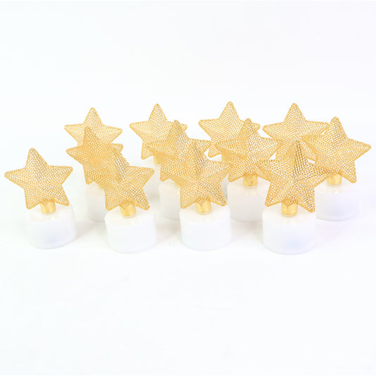 Set of 12 decorative LED star candles by Wukusy, glowing star-shaped home decor LED candles for ambient lighting.