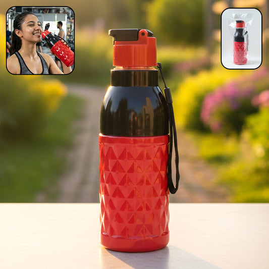 Wukusy plastic sports water bottle, 1000 ml capacity, clear with blue lid and sports drinking spout, suitable for active hydration.
