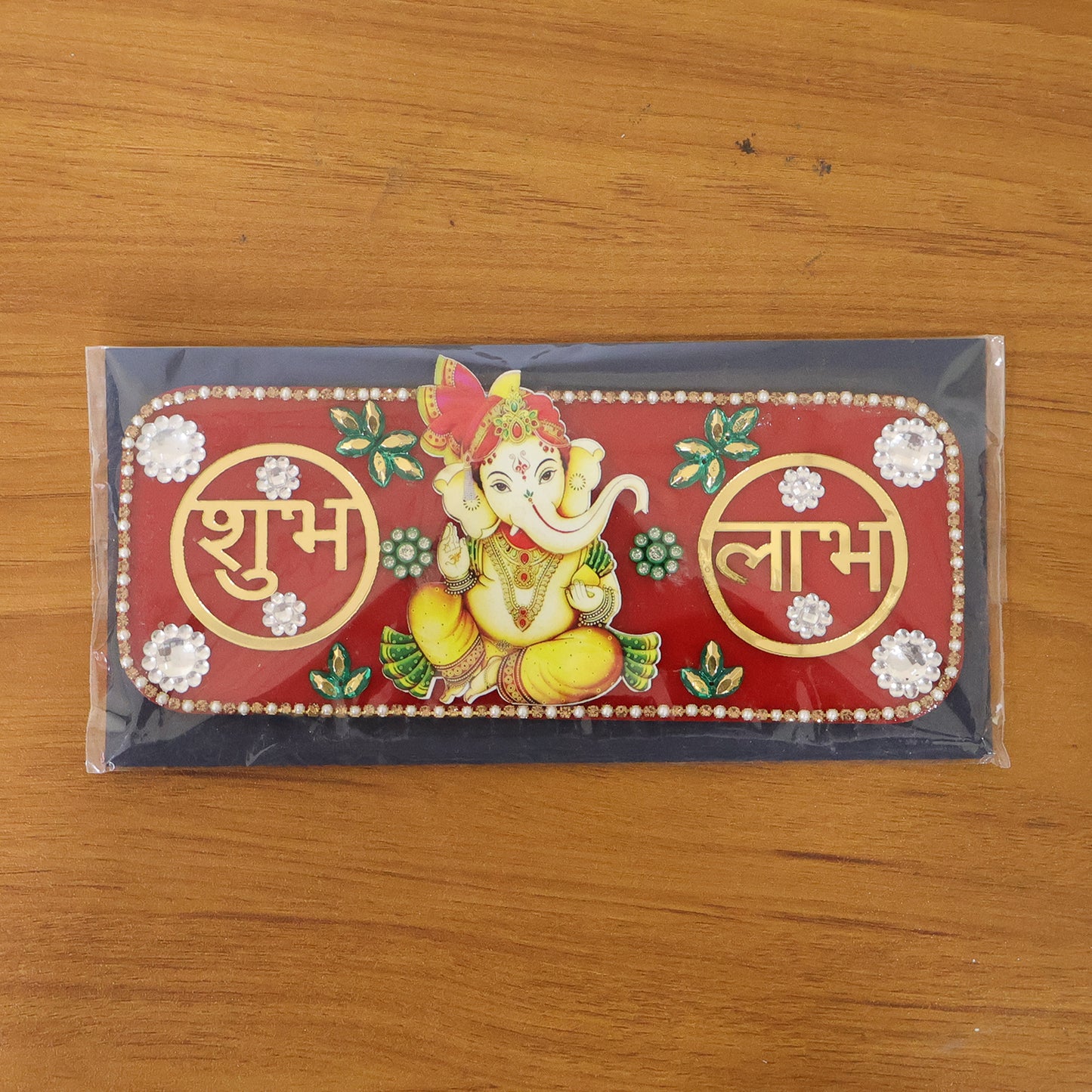 Decorative Wukusy Shubh Labh door hanging featuring Lord Ganesha design, traditional Indian ornament for home decor.