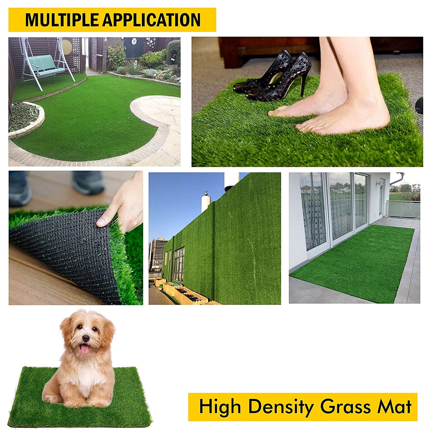 Artificial grass by Wukusy, soft and durable plastic turf carpet for balcony or doormat, 58x38cm, lush green and realistic.