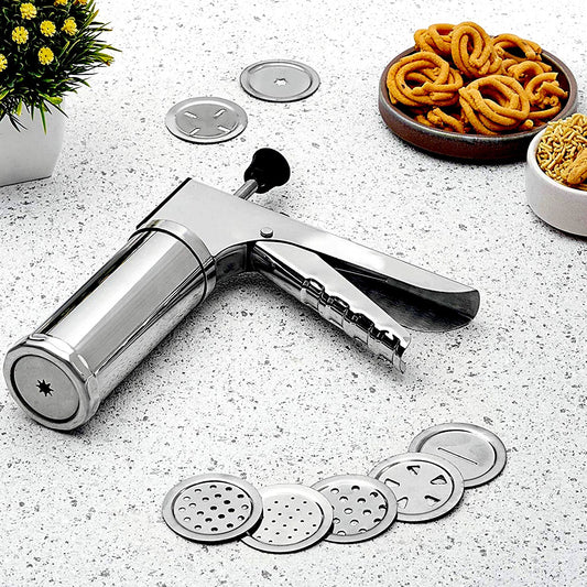 Wukusy 15-in-1 stainless steel kitchen press with multiple attachments for versatile food preparation and pressing tasks.