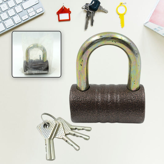 Wukusy 9455 iron pad lock with brass core, black finish, 5 keys, waterproof, anti-rust, suitable for outdoor gates and doors