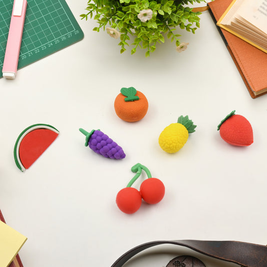 Colorful 3D mix design fancy eraser set by Wukusy featuring creative, cute mini erasers in various shapes for children and gifts