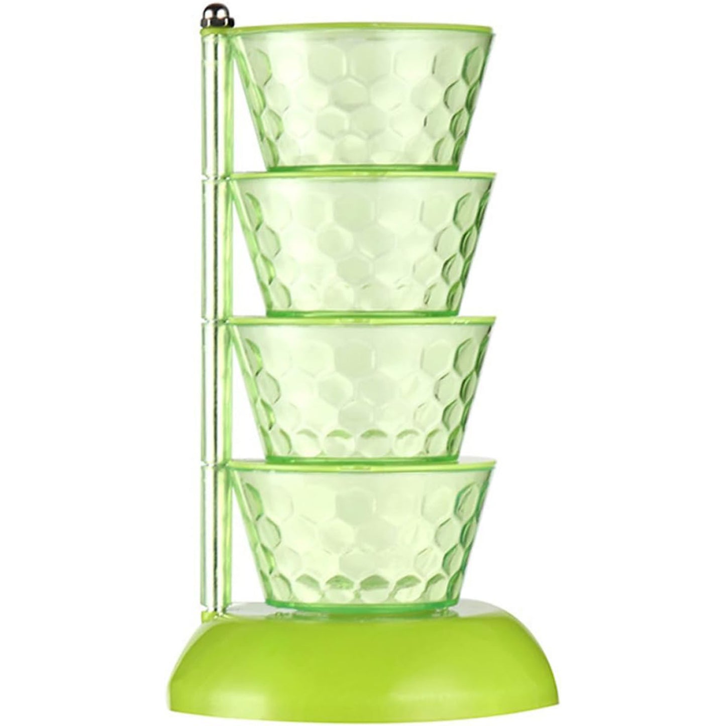 Wukusy 4-section 360° rotating plastic spice rack with four layers, pickle tower, and four plastic spoons for seasoning storage.