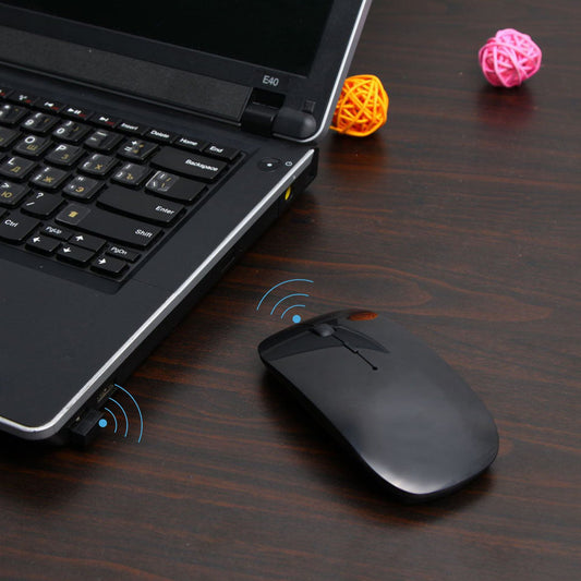Wukusy wireless office mouse for laptop, Mac, and iPad Pro, featuring ergonomic design and smooth scrolling functionality.