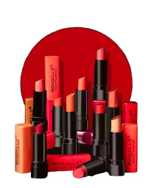Set of 10 Ekom Pocket Matte Lipstick mini lipsticks in various shades, displayed in a compact, stylish packaging.