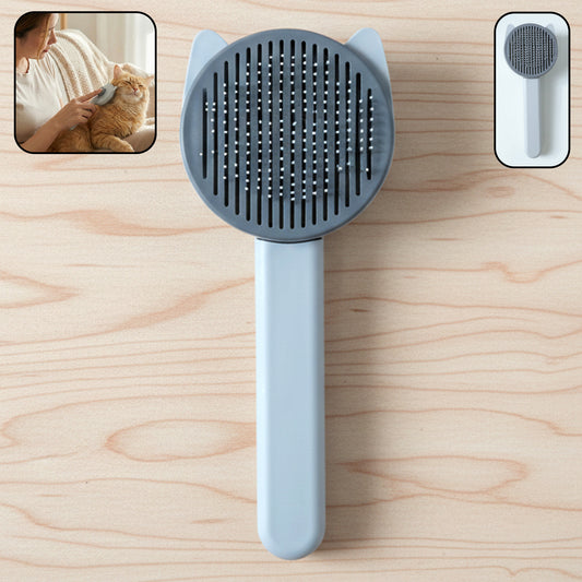 Wukusy soft pet hair removal needle comb with fine metal teeth for grooming and detangling pets' fur.