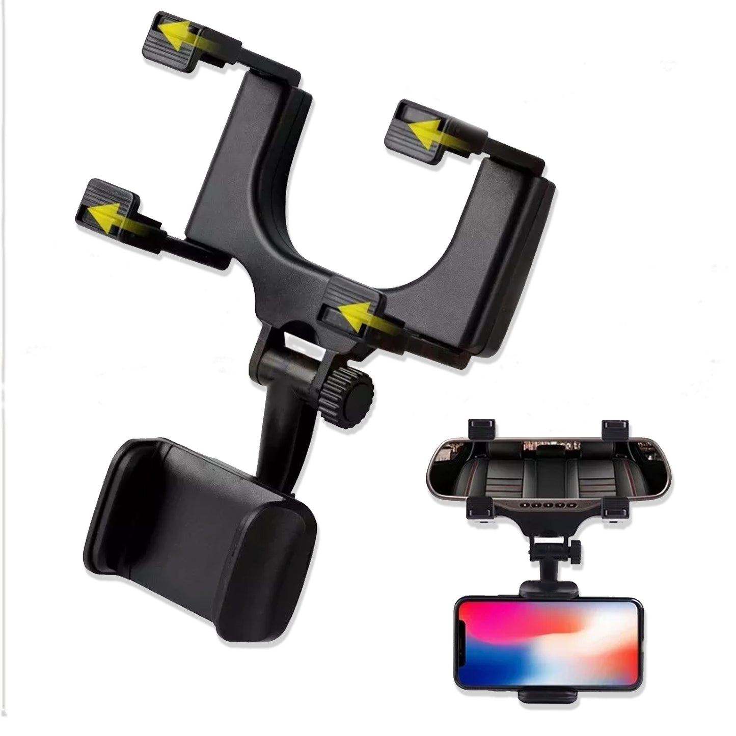 Wukusy universal rear view mirror mobile phone holder mount attached to vehicle rearview mirror for hands-free phone use