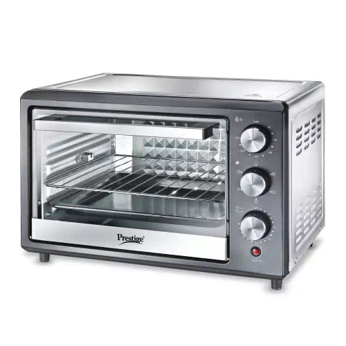 Seasons Prestige 26-Litre POTG 26 SS RC oven toaster grill in silver and black, showcasing its compact air fryer design.