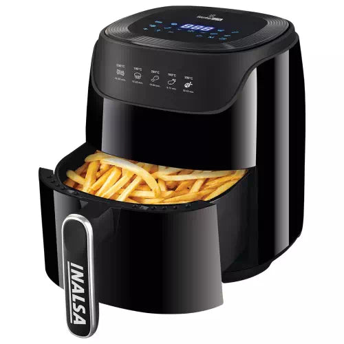 Seasons Inalsa Gourmia digital air fryer with touch control, digital display, 1400W power, 4.2L capacity, and AirCrisp technology.