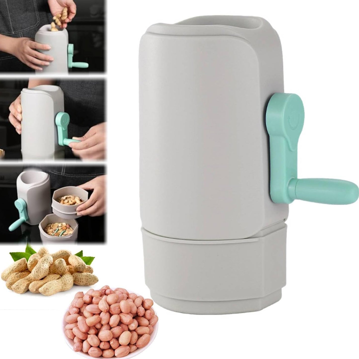Wukusy manual hand-crank peanut sheller machine for home and kitchen use, with a sturdy metal design and ergonomic crank handle.