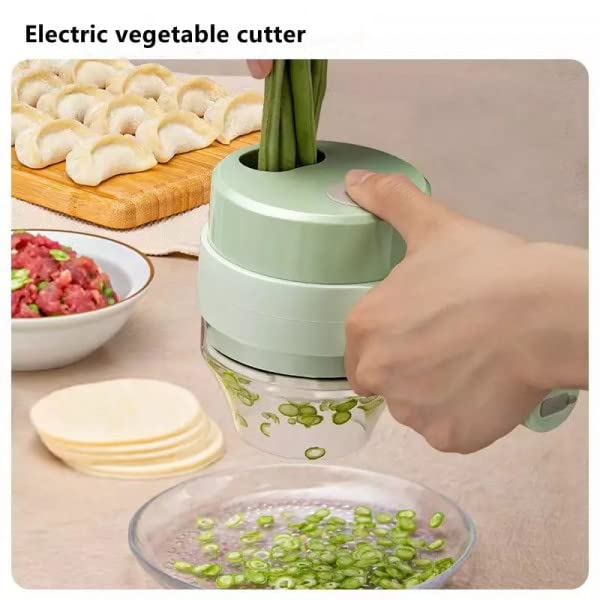 Drpshippr 4-in-1 electric vegetable cutter with slicer, grater, and chopper for easy home kitchen food prep.