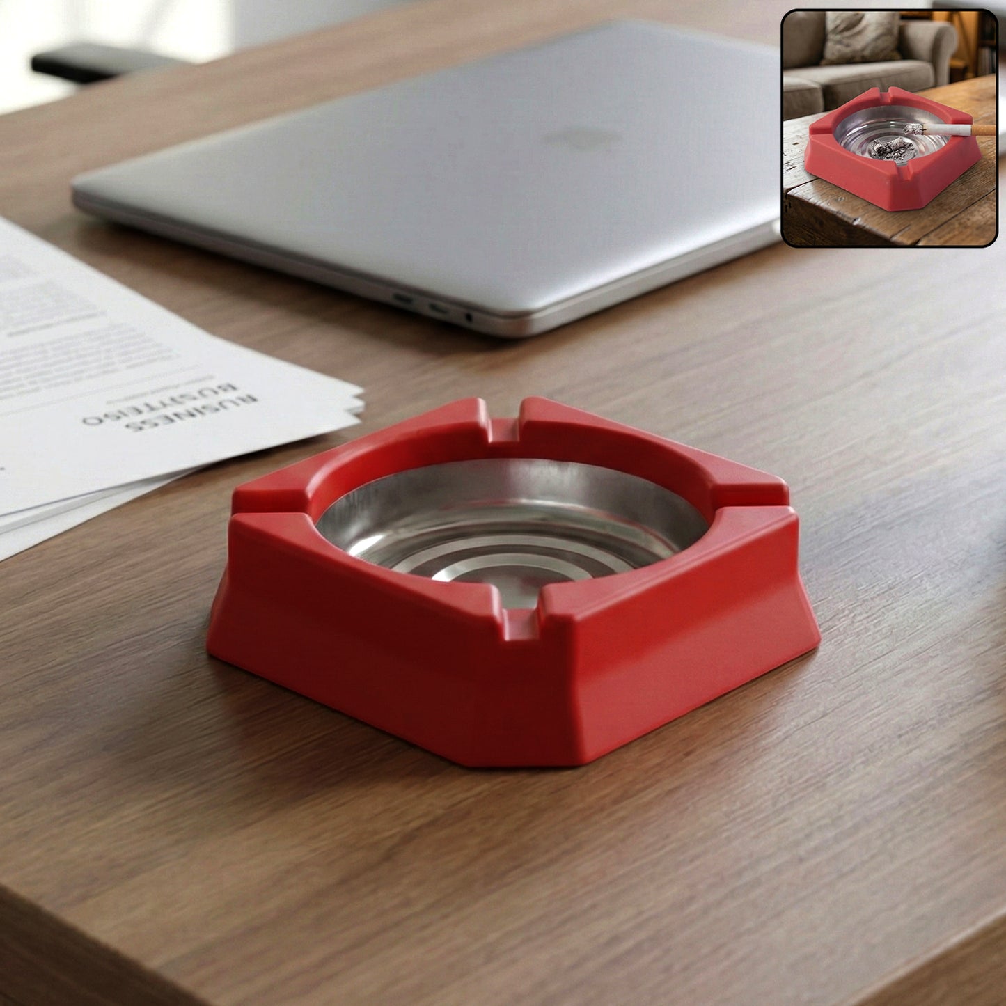 Wukusy heat-resistant ashtray with a circular design, made of durable material, suitable for smoking indoors or outdoors