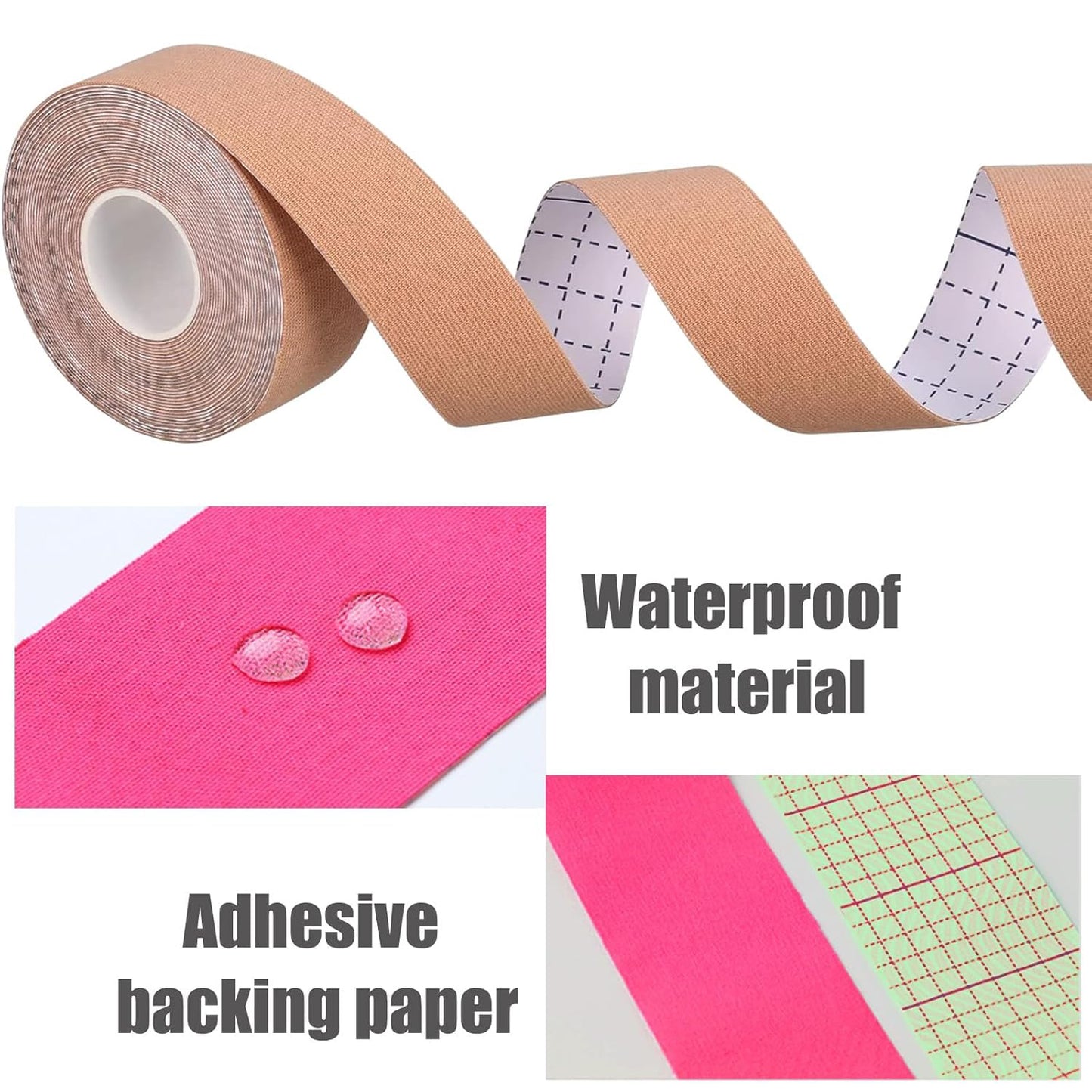 Wukusy face lifting tape for facial tightening, 2.5 cm by 5 m, showing the product roll with skin-toned tape for skin firming