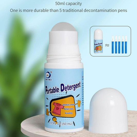 Wukusy 7933 Clothes Stain Remover Bead with roller-ball for natural fabric, removing oil and stains from various fabric types.