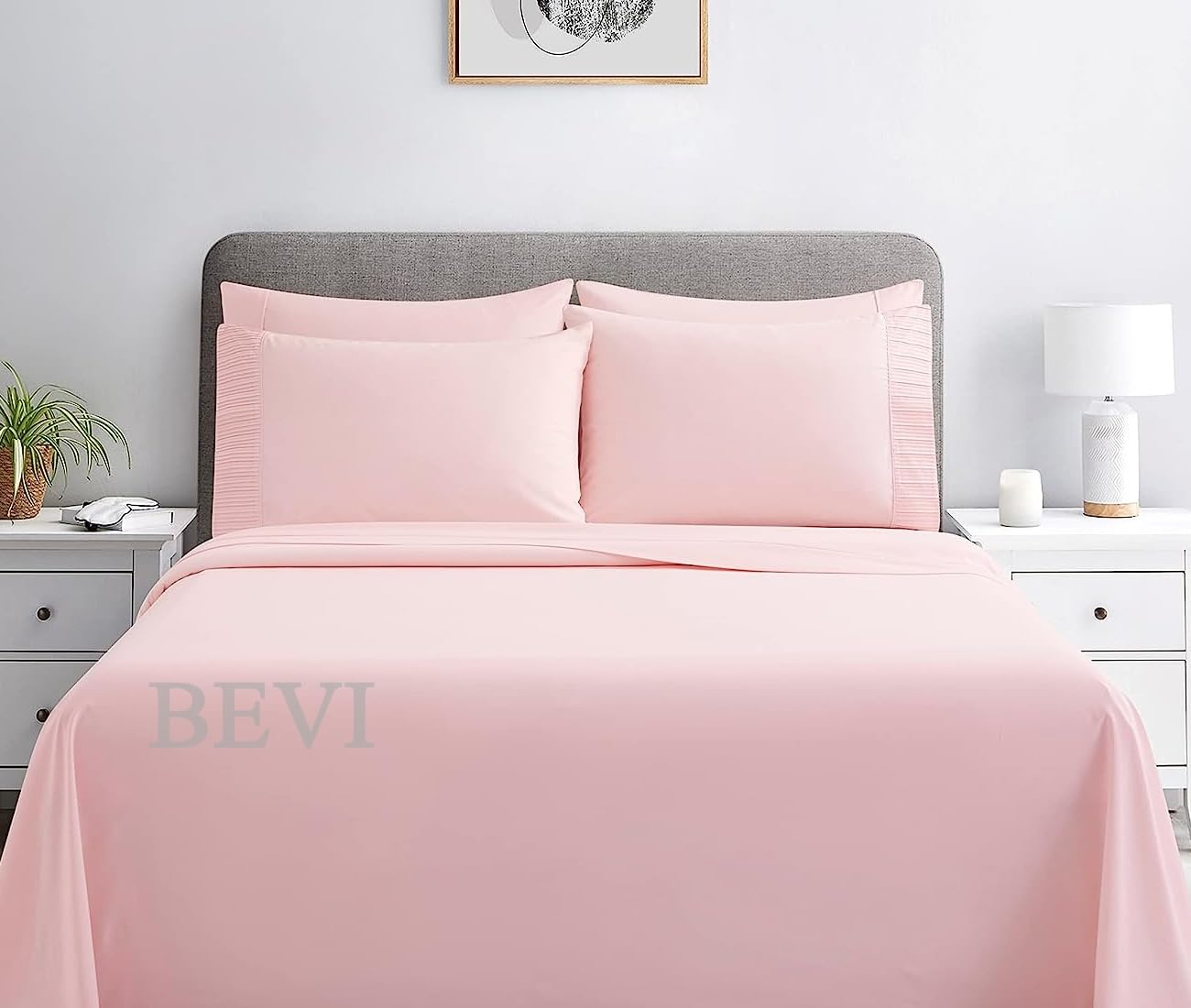 Rose pink Seasons double bed bedsheet with two matching pillow covers from FIZZI SHOP, soft and stylish for a cozy bedroom look.