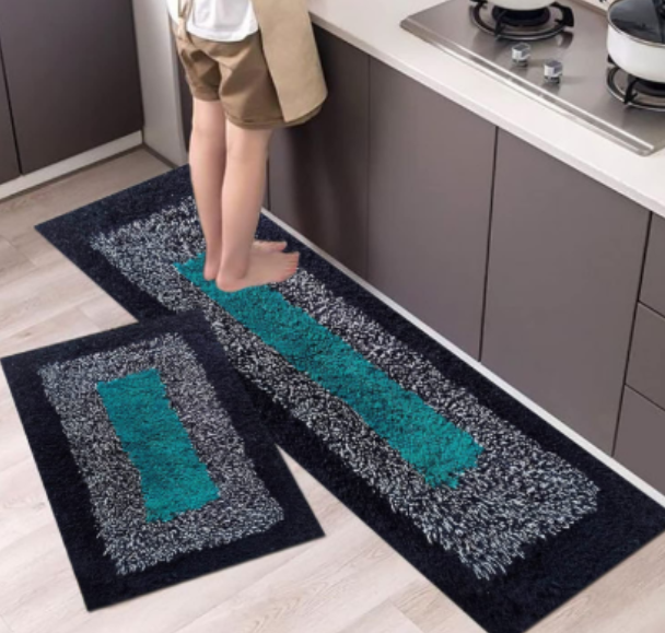Pair of waterproof cotton kitchen mats by Drpshippr, floor runner carpets for kitchen comfort and protection.
