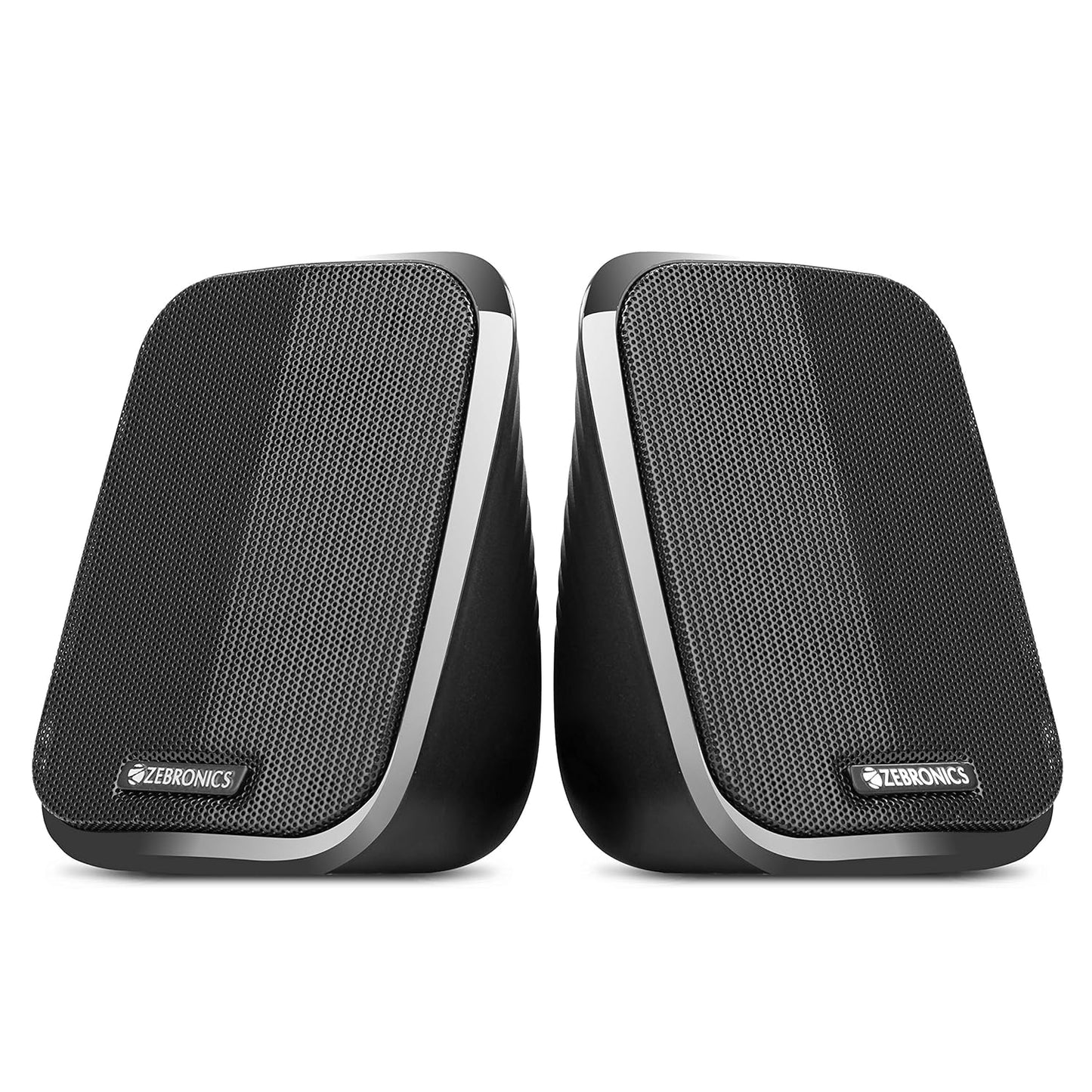 Black Zebronics Zeb Fame 5W Bluetooth laptop speaker with 2.0 channel setup, designed for clear desktop audio.