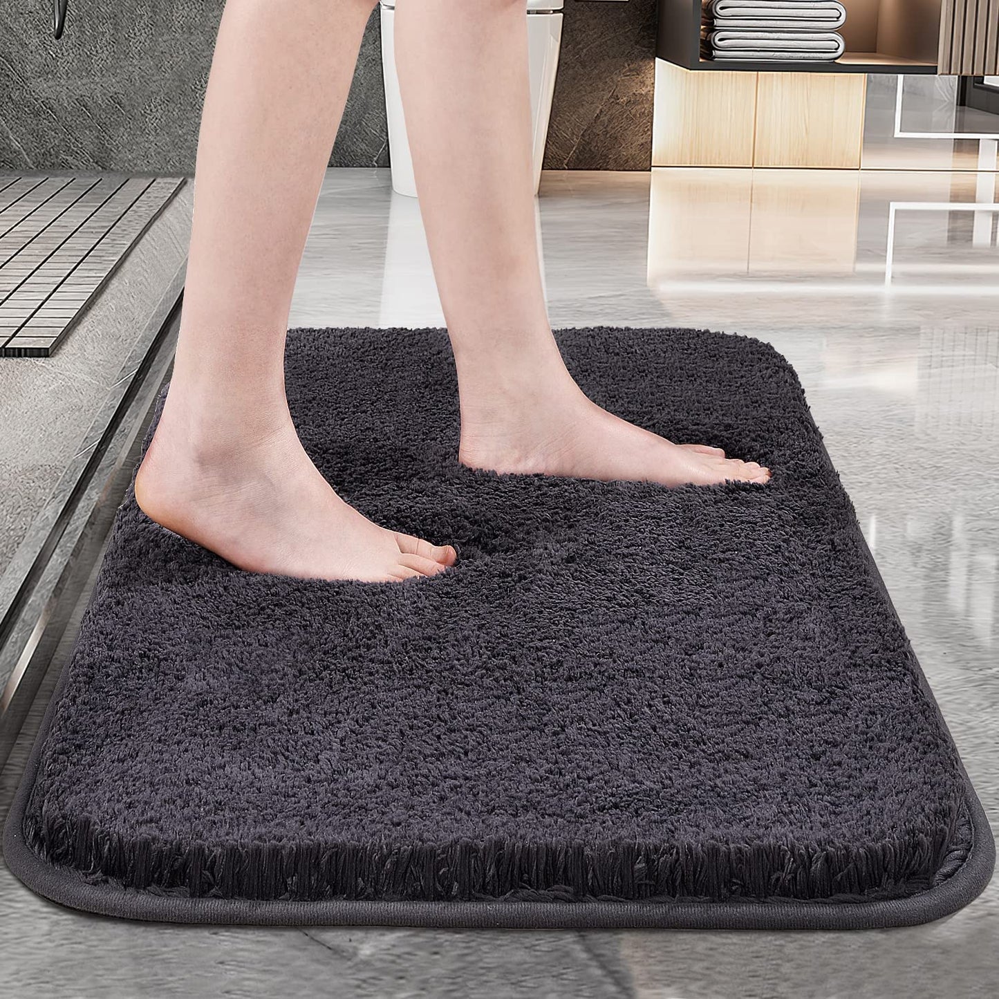Grey Seasons microfiber anti-skid door mat, bath mat with non-slip backing, ideal for home entrance or bathroom areas.