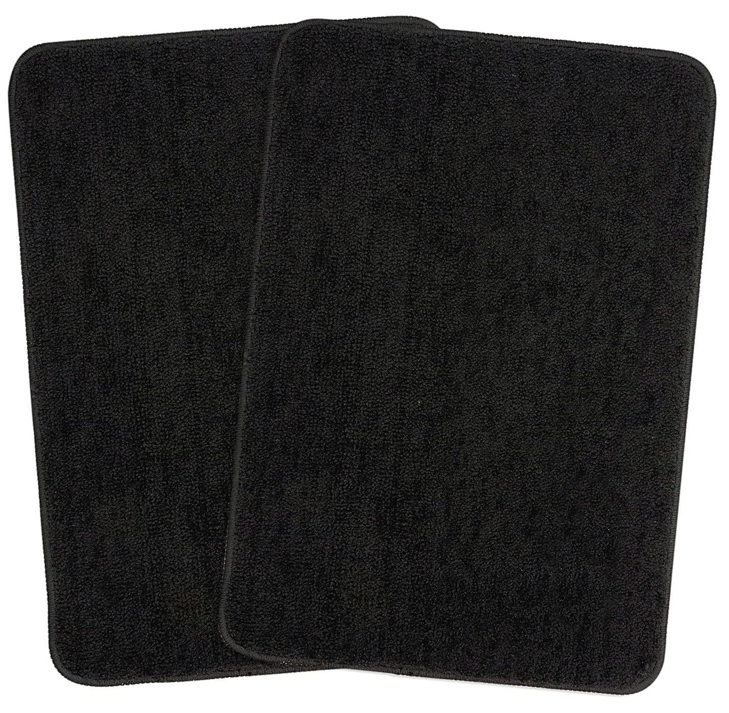 Two black Seasons microfiber anti-skid bath mats with textured surface, designed for safety and comfort in the bathroom.