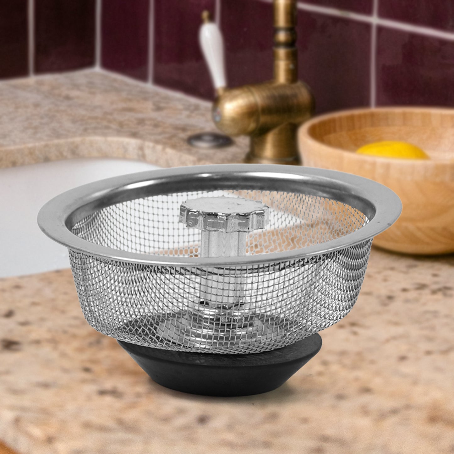 Wukusy stainless steel sink strainer basket, kitchen tool for catching debris in kitchen sink, durable and easy to clean.