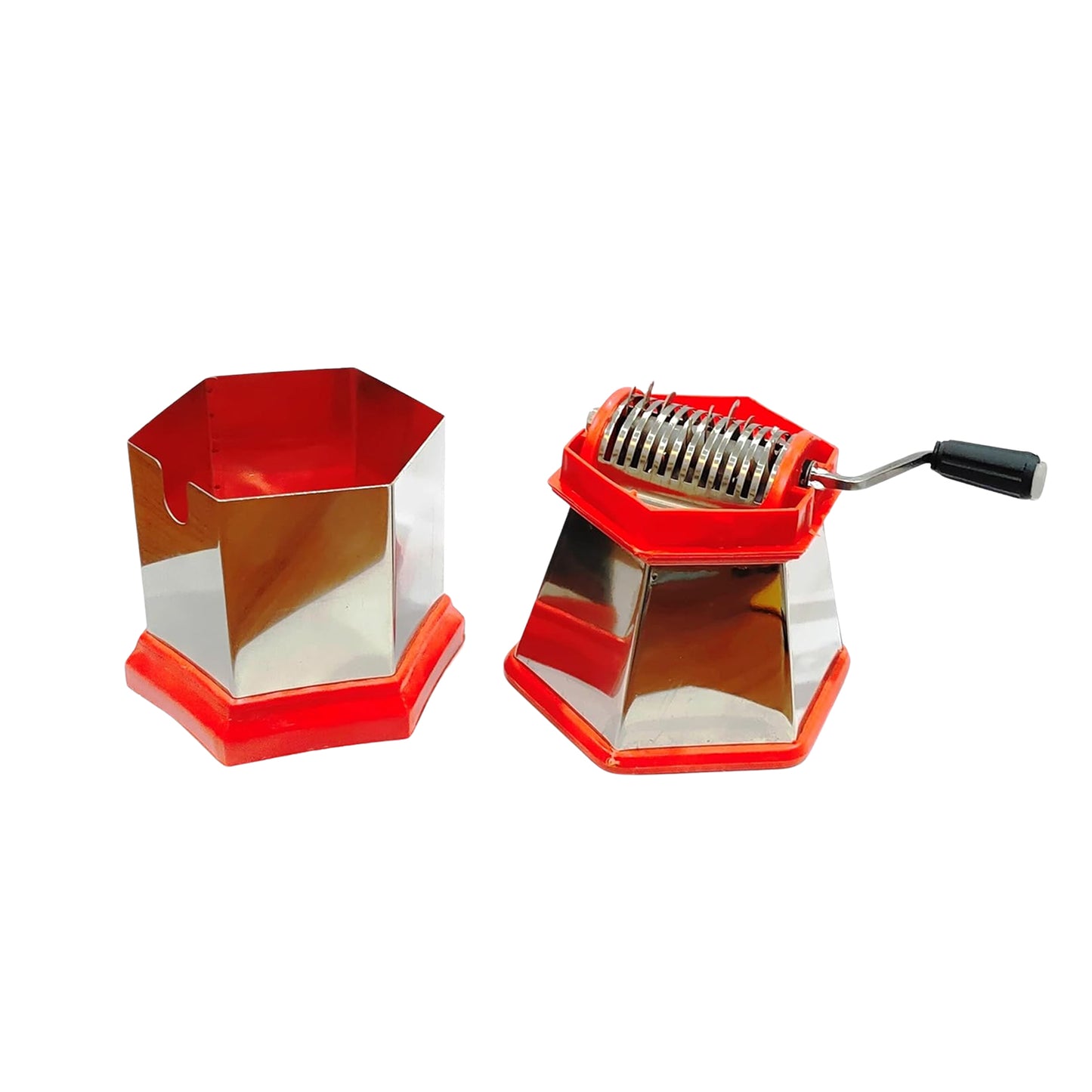 Wukusy manual hex-style chili cutter with stainless steel blades and ergonomic handle for easy, precise chili chopping.