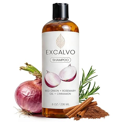 Drpshippr Onion Shampoo for Hair Growth with Rosemary Oil, featuring a clear bottle of nourishing hair care product with fresh rosemary leaves