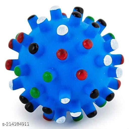 Blue teeth cleaning chewing squeaky ball for pets, designed for dental hygiene and play, by 15929.