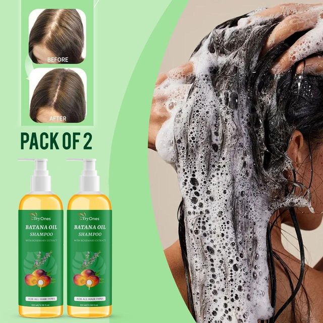 18058 Batana Oil Shampoo pack of 2 bottles, creamy hair care product for nourishing and revitalizing hair and scalp.