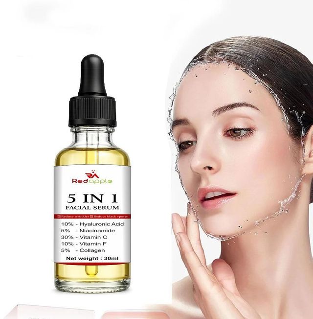 Two 60 ml bottles of 18058 5-in-1 facial lip serum with sleek packaging, showcasing the lip serum product.