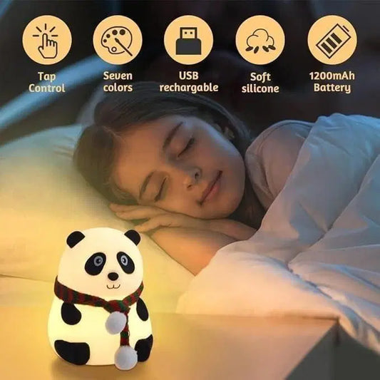 Cute panda stuffed animal light lamp for kids, soft plush panda with gentle illumination, by 1238.
