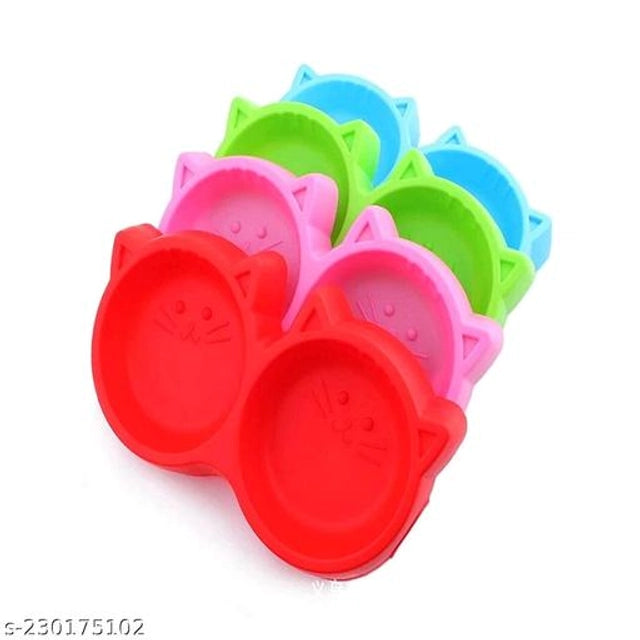 Multicolor plastic 2-in-1 pet feeding bowl set by 15929, designed for easy feeding and hydration for pets.