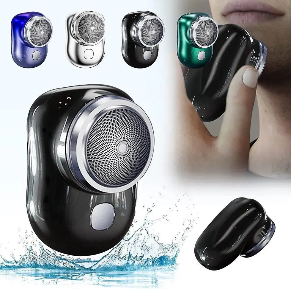 Mini electric shaver by 1238 with compact design and dual foil blades for close, comfortable grooming.