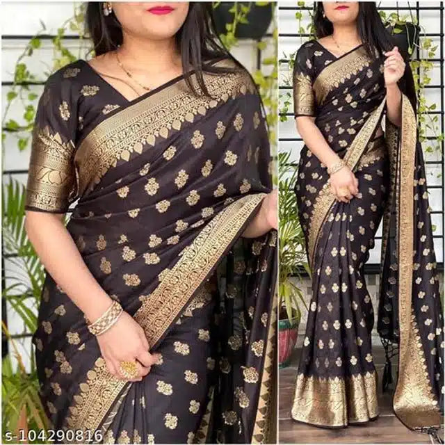 Brown Jacquard saree for women with intricate woven patterns, 6.3 meters long, from the 6246 brand.