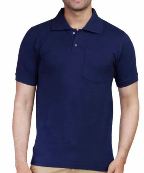 Men's polo T-shirt from brand 34752, single pack, in classic design, shown in a close-up image highlighting the collar and fabric texture.