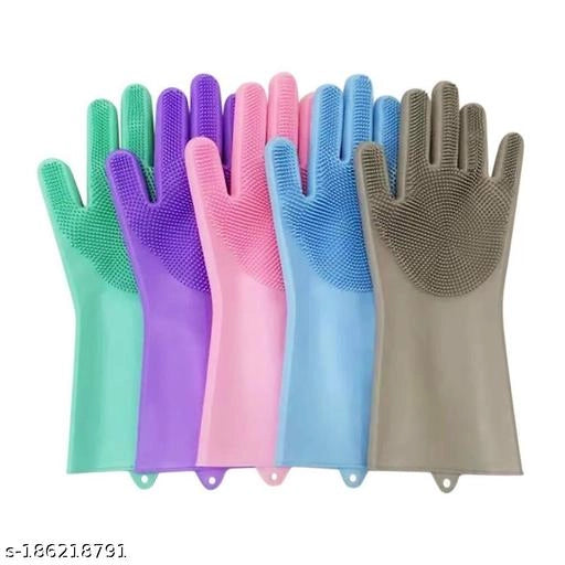Multicolor silicone kitchen cleaning gloves from 15929, designed for versatile household cleaning tasks.
