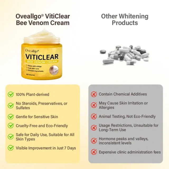 VitiClear Bee Venom Cream pack of 2 in white tubes, featuring a smooth cream texture and product labeling on the packaging.