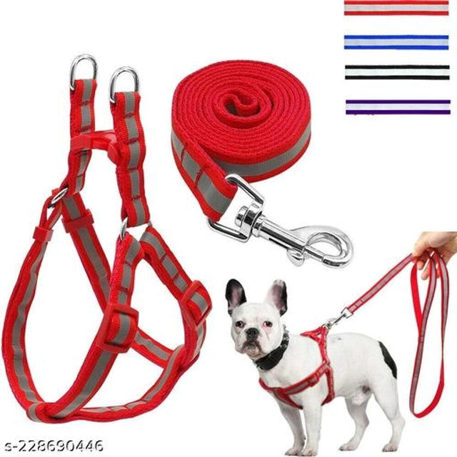 Colorful nylon dog harness with 5-foot leash, lightweight 0.15mm thickness, adjustable for comfortable pet control.