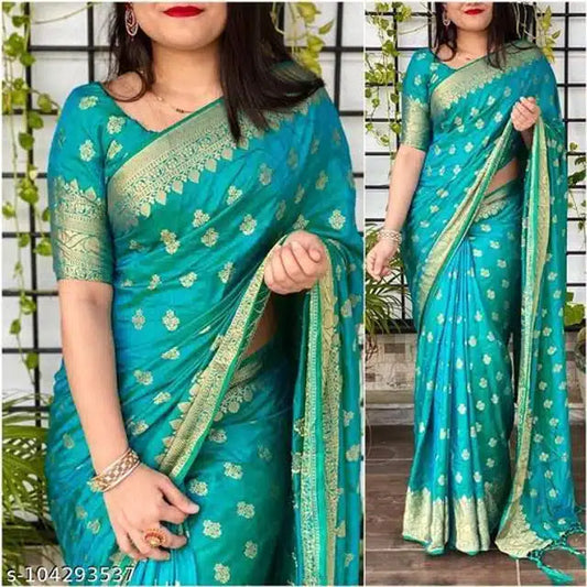 Orange Banarasi silk saree with intricate gold motifs for women, paired with matching blouse, from brand 6706.